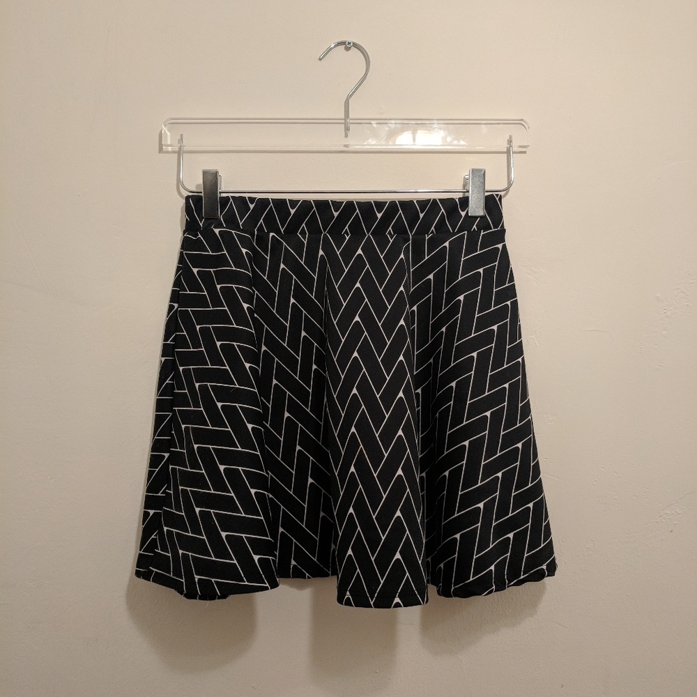 Black patterned skater skirt